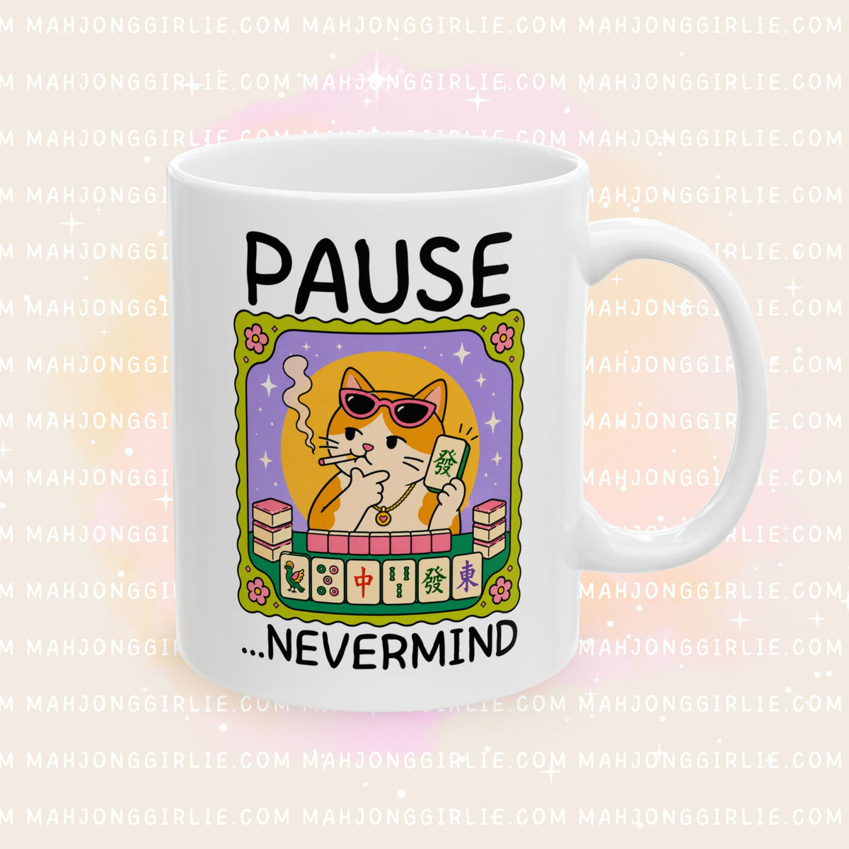 Pause Nevermind Cat Mug