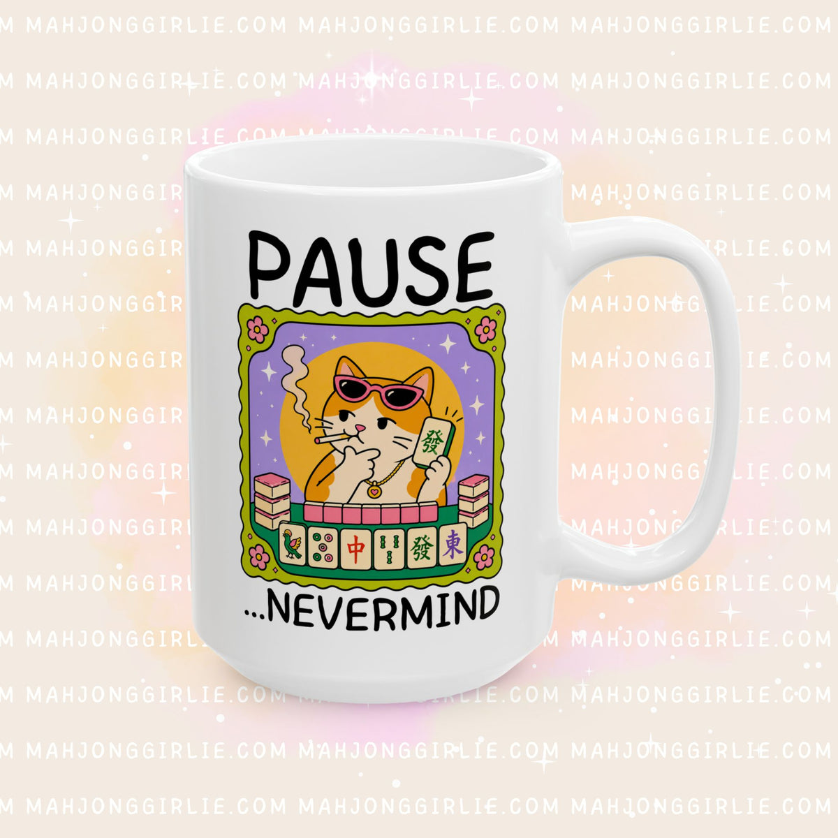 Pause Nevermind Cat Mug
