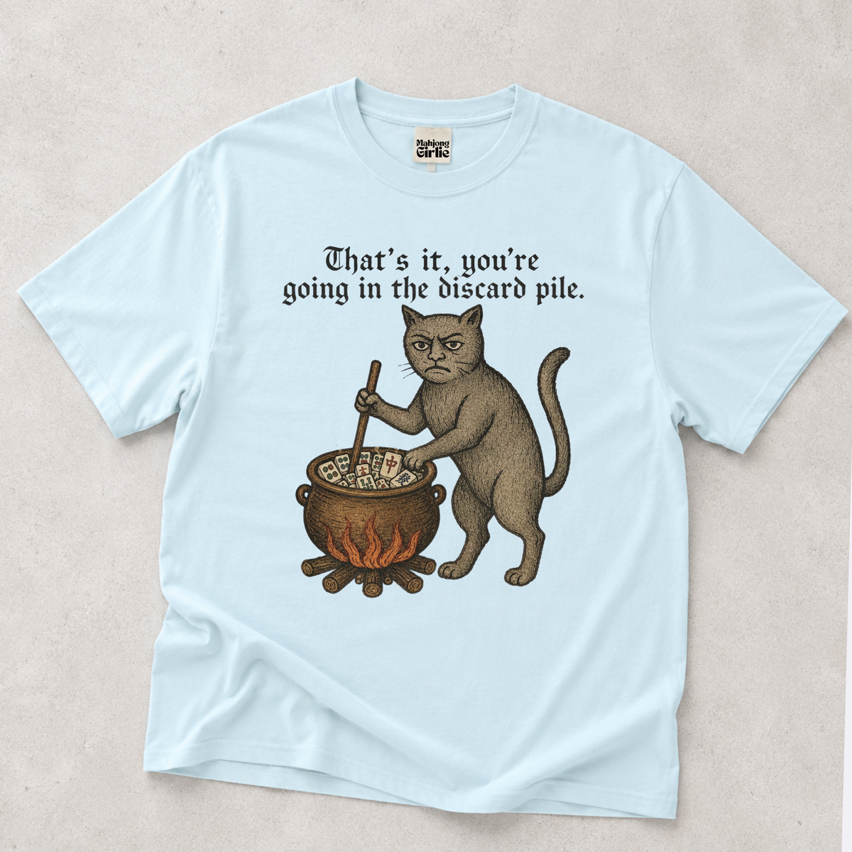 Weird Medieval Cat Mahjong T-Shirt