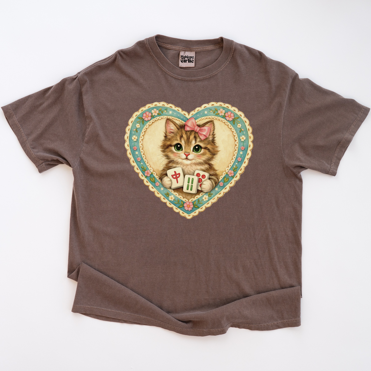 Vintage-Style Mahjong GrandmaCore Cat T-Shirt