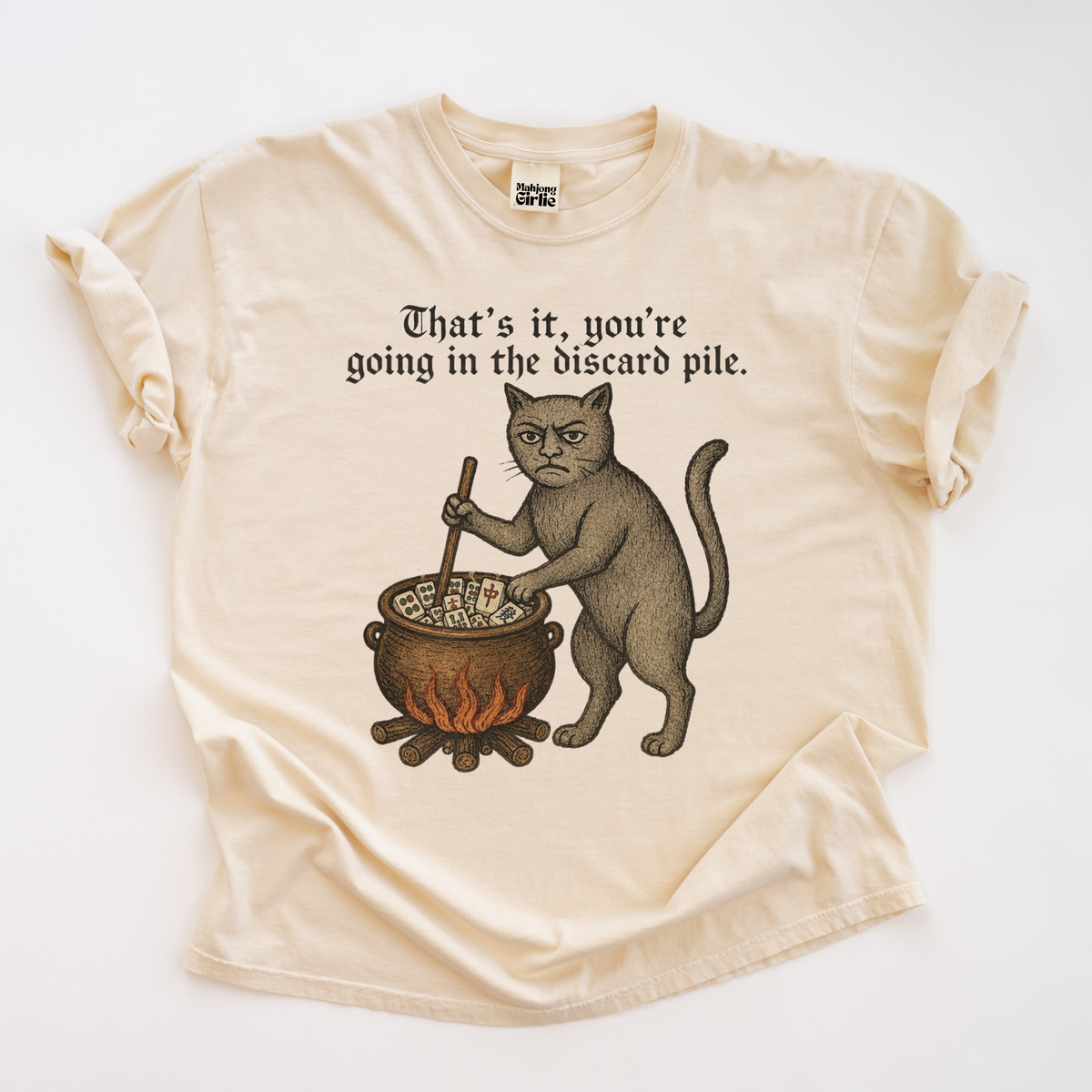 Weird Medieval Cat Mahjong T-Shirt