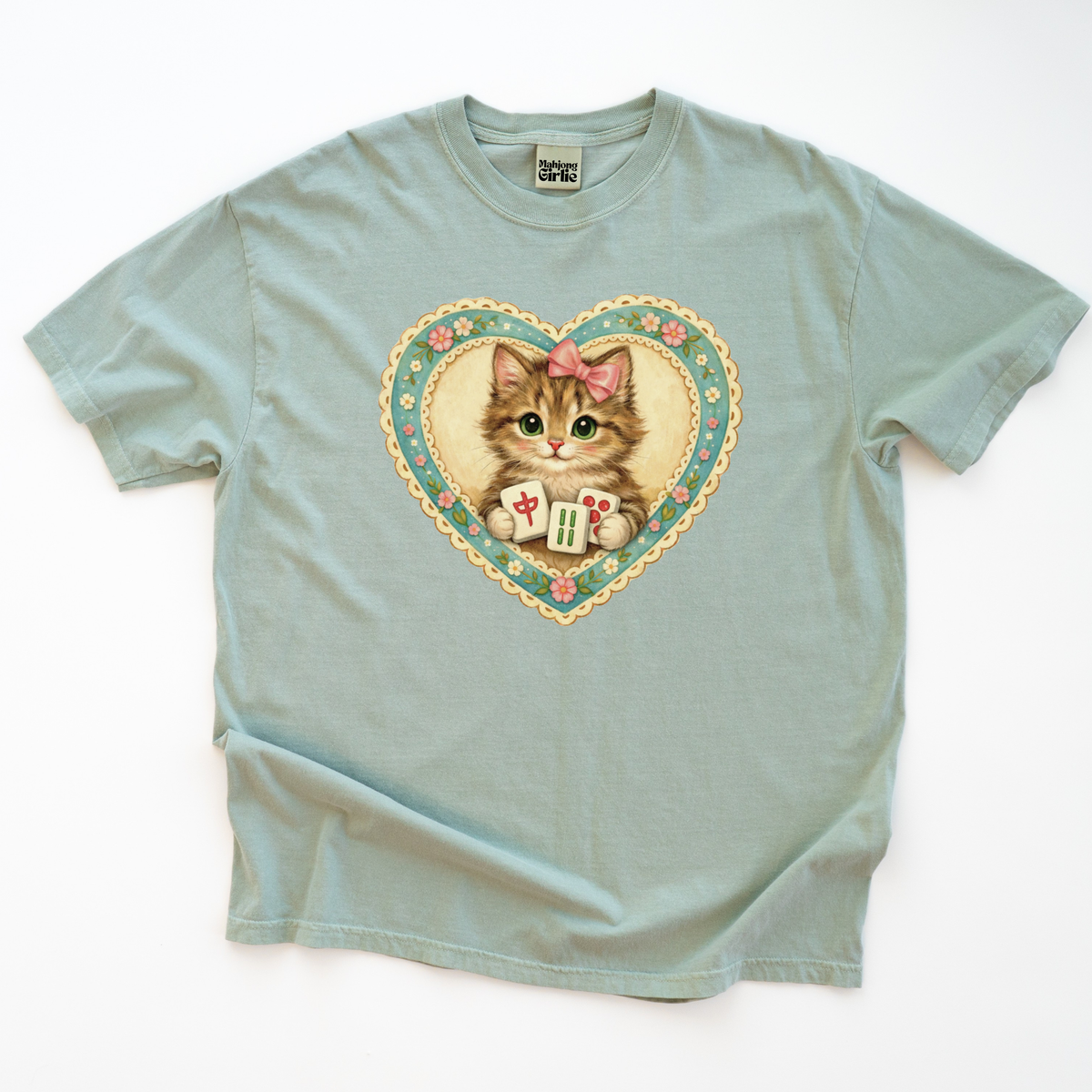 Vintage-Style Mahjong GrandmaCore Cat T-Shirt