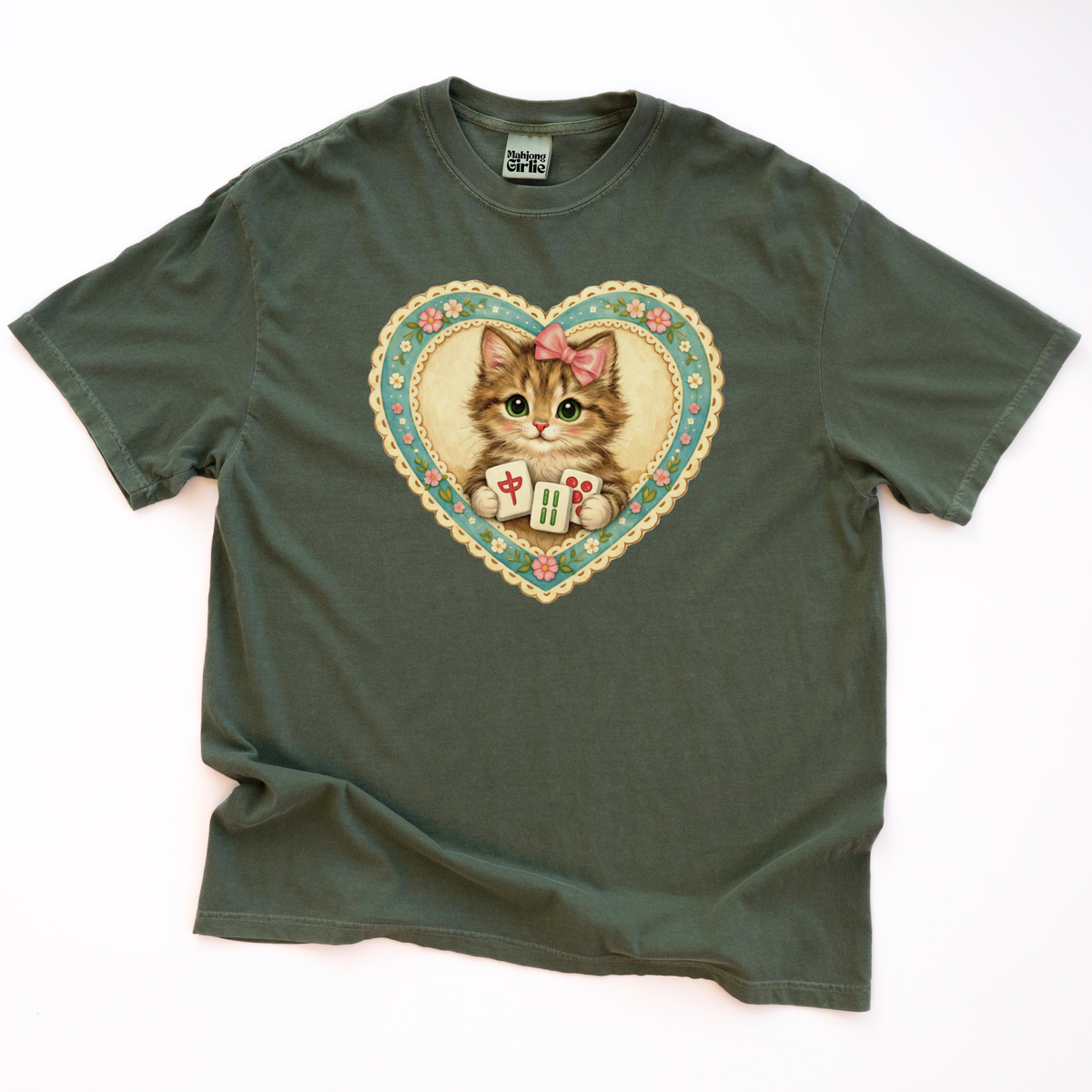 Vintage-Style Mahjong GrandmaCore Cat T-Shirt