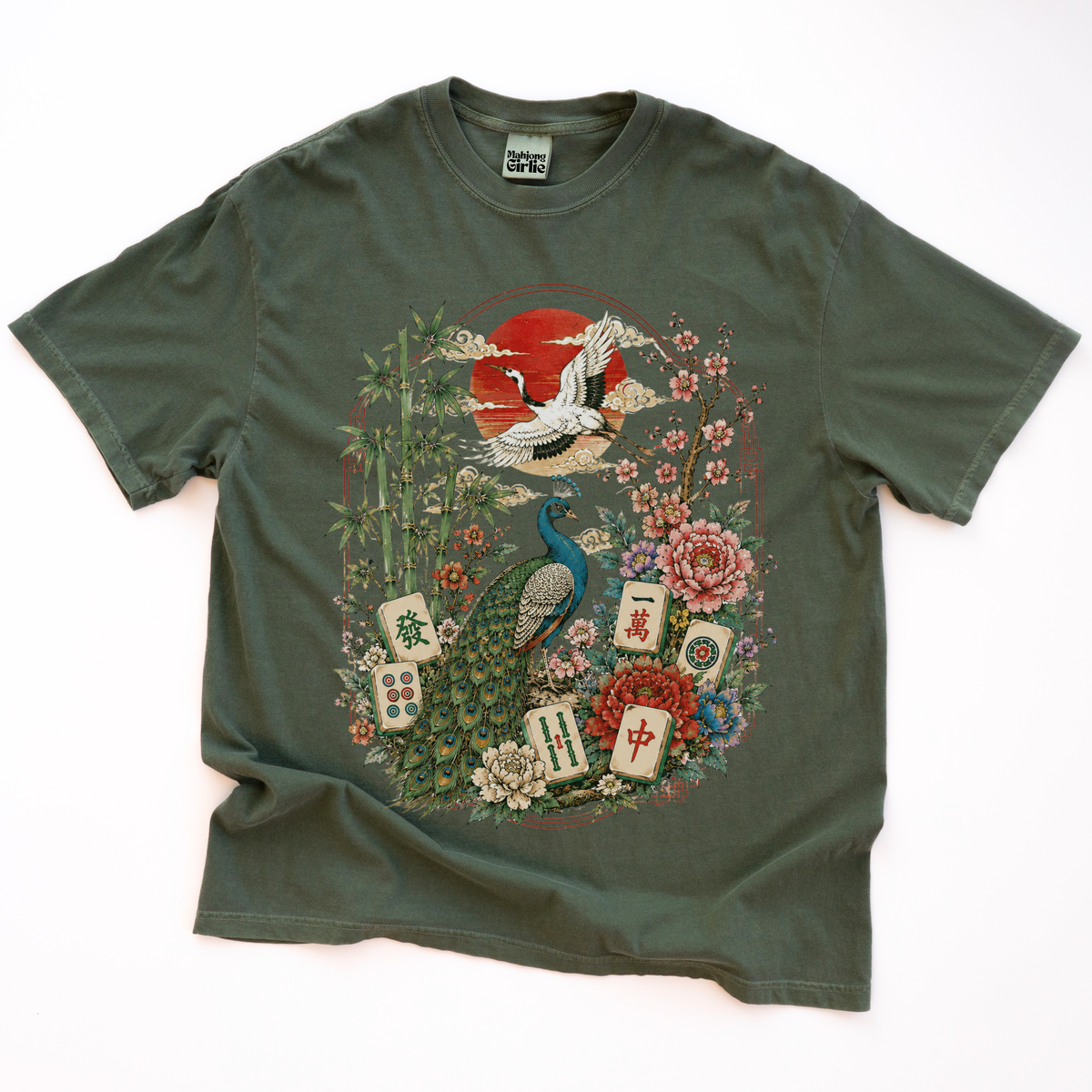 Japanese Vintage-Style Mahjong T-Shirt