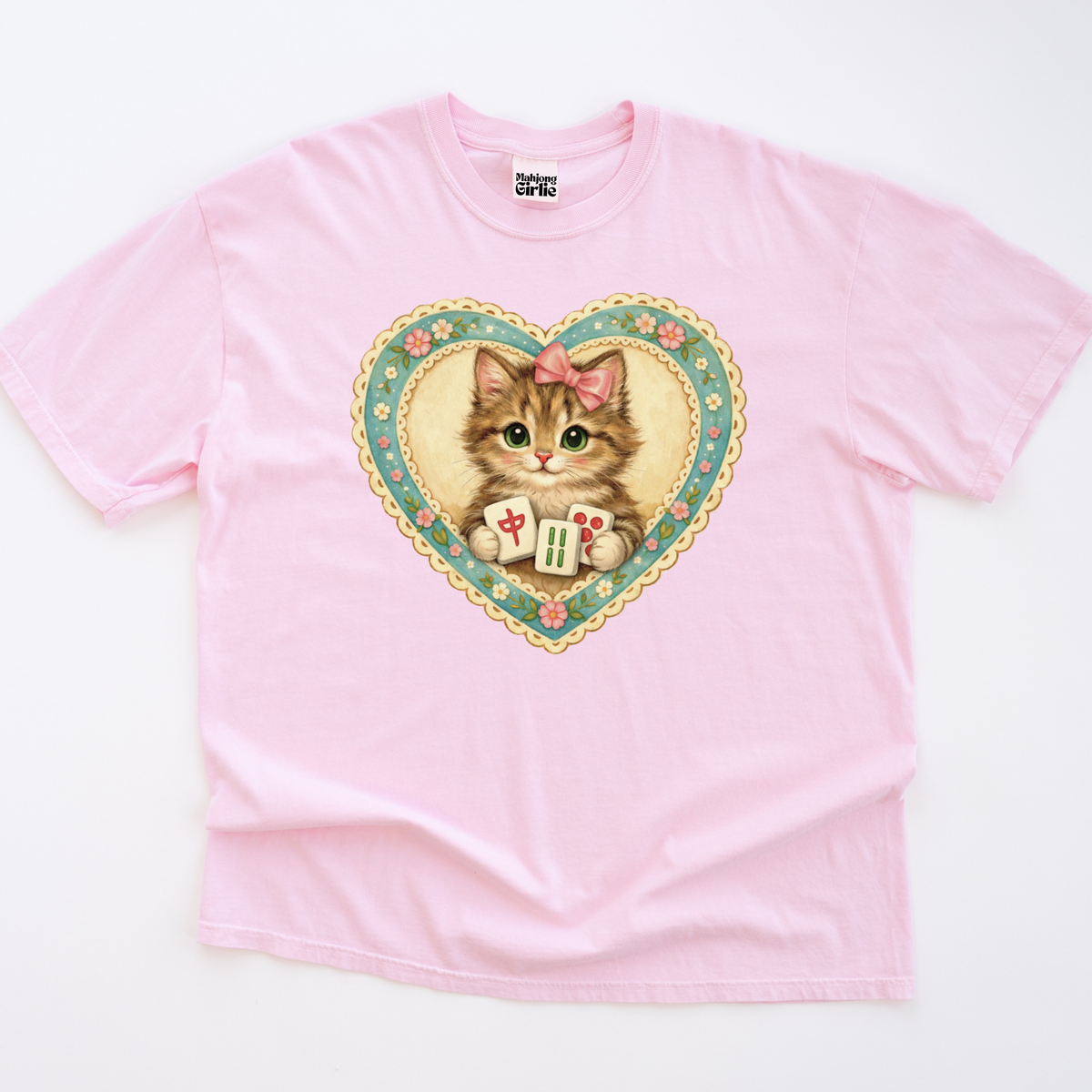 Vintage-Style Mahjong GrandmaCore Cat T-Shirt