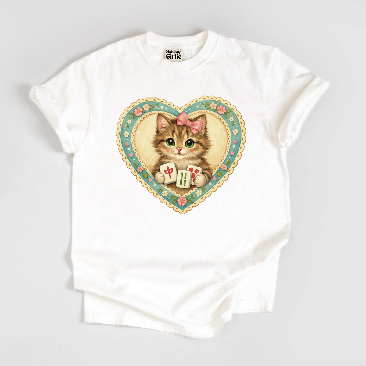 Vintage-Style Mahjong GrandmaCore Cat T-Shirt