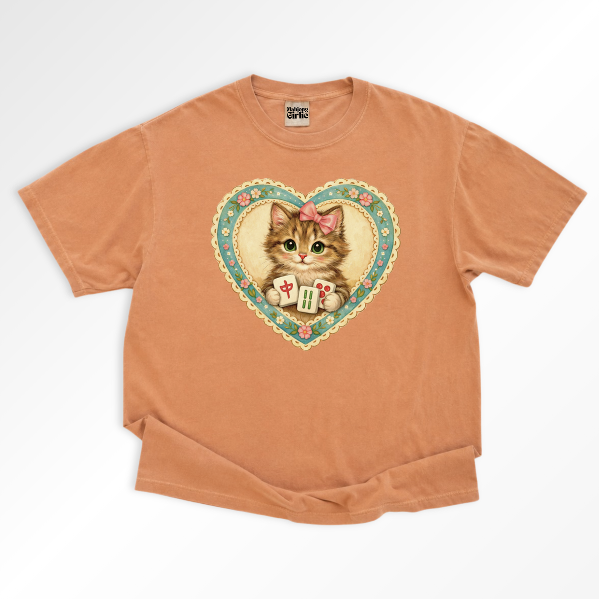 Vintage-Style Mahjong GrandmaCore Cat T-Shirt