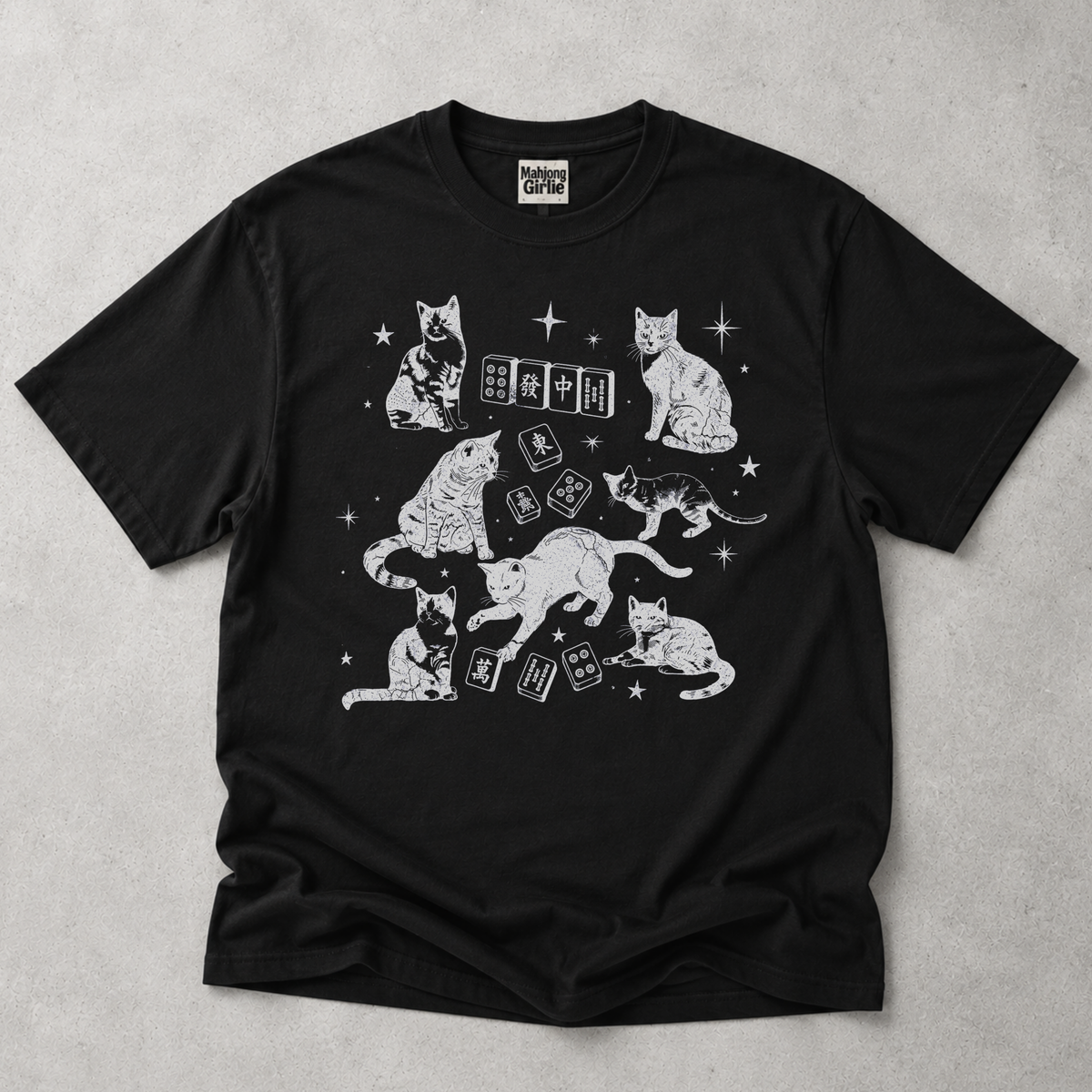 Old School Cats & Mahjong T-Shirt