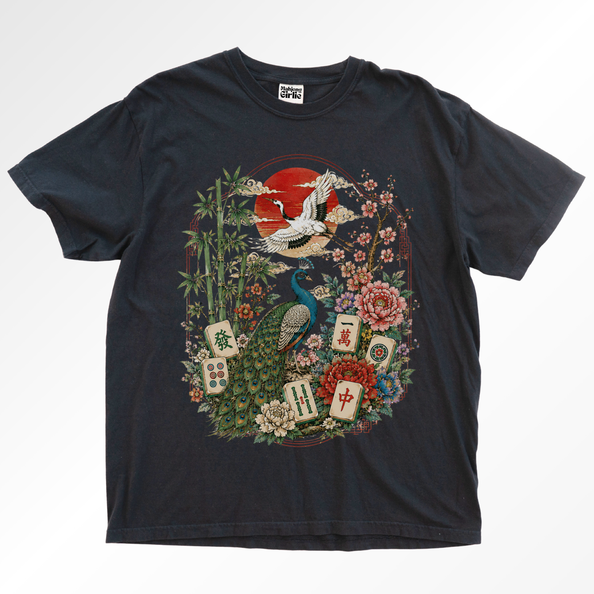 Japanese Vintage-Style Mahjong T-Shirt