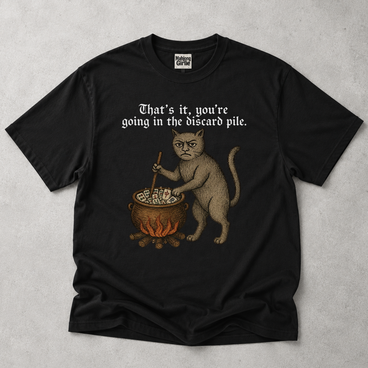 Weird Medieval Cat Mahjong T-Shirt