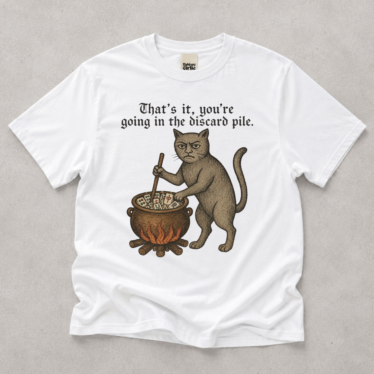 Weird Medieval Cat Mahjong T-Shirt